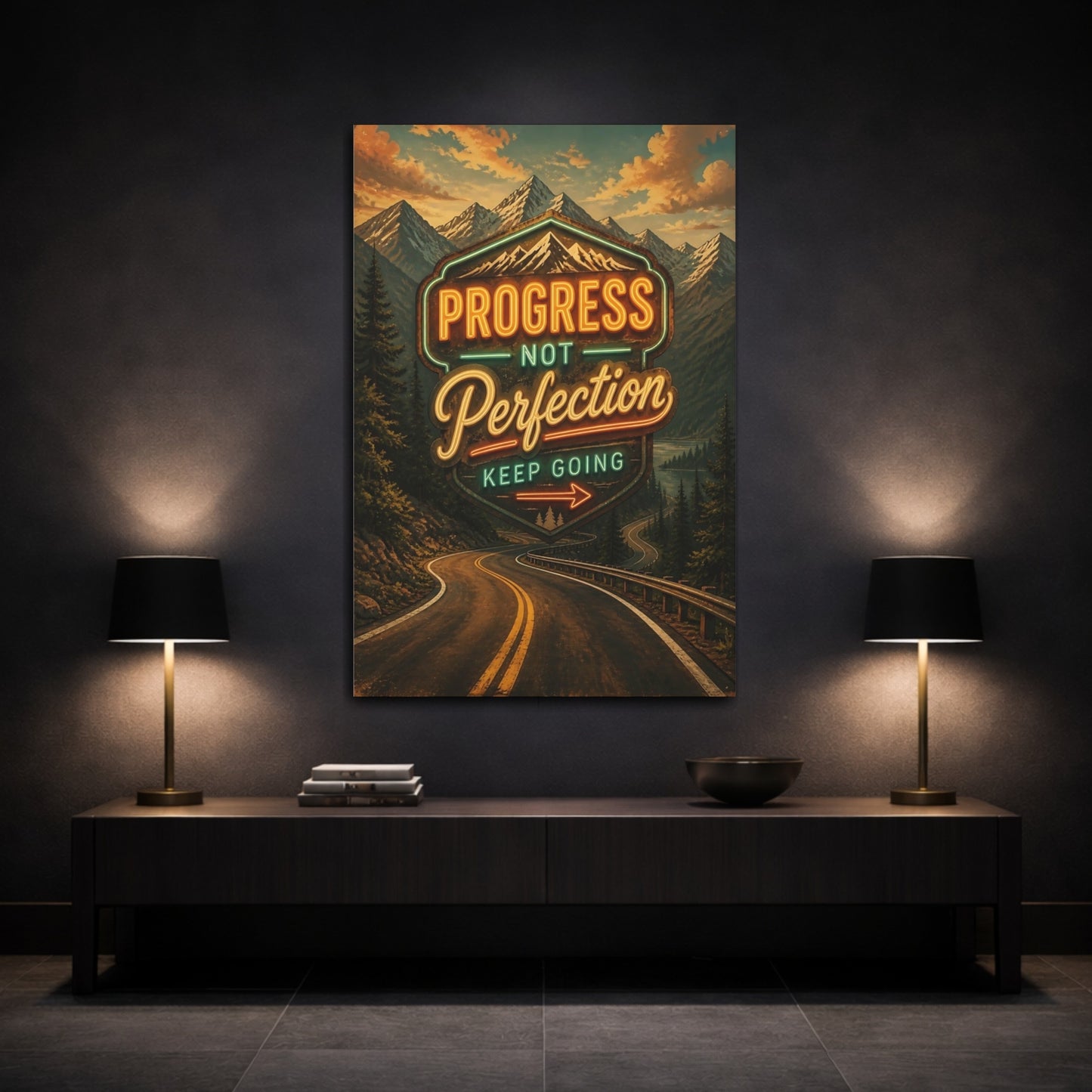 Mockup 3. Winding Road Quote Sign shown as canvas print
