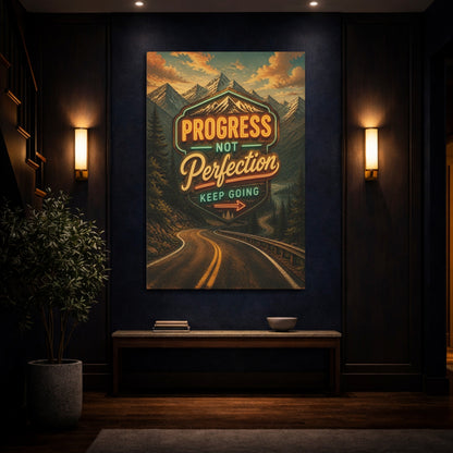 Mockup 4. Winding Road Quote Sign shown as canvas print