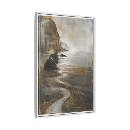Side Mockup 10. Winding Rocky Coastline shown as framed canvas print