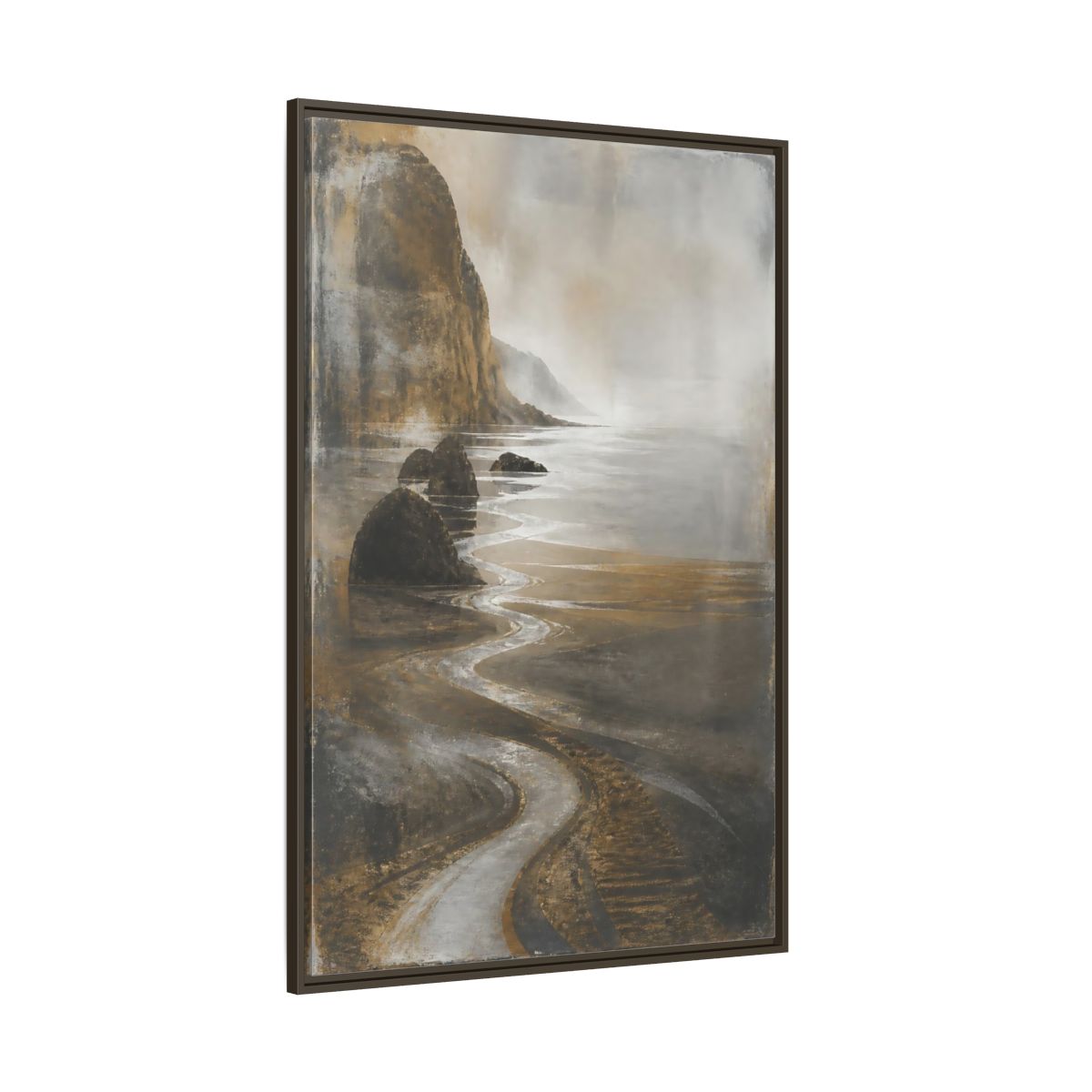 Side Mockup 8. Winding Rocky Coastline shown as framed canvas print