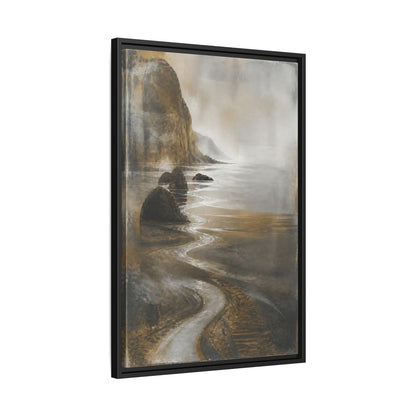 Side Mockup 14. Winding Rocky Coastline shown as framed canvas print