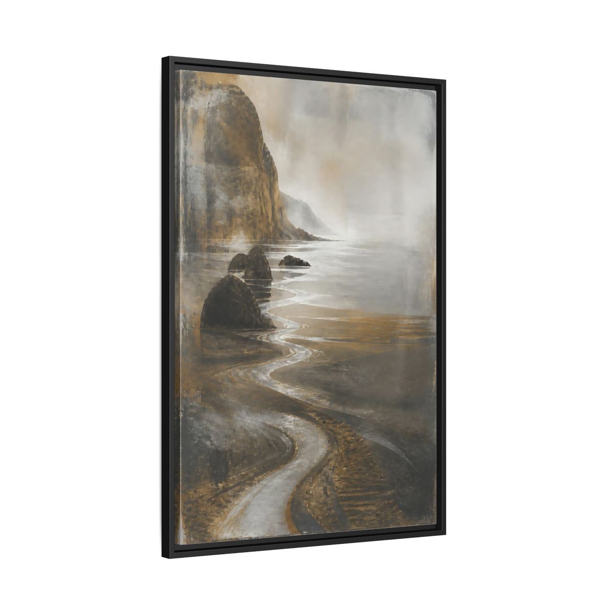 Side Mockup 13. Winding Rocky Coastline shown as framed canvas print