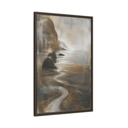 Main Mockup. Winding Rocky Coastline shown as framed canvas print