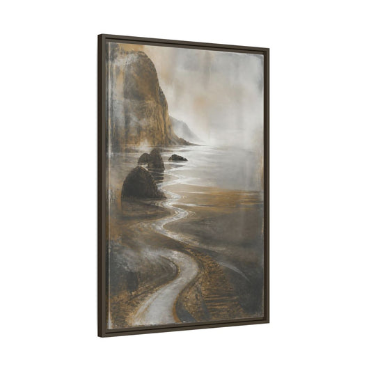 Main Mockup. Winding Rocky Coastline shown as framed canvas print