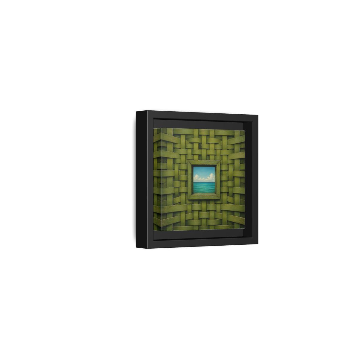 Side Mockup 24. Window To The Turquoise Sea shown as framed canvas print