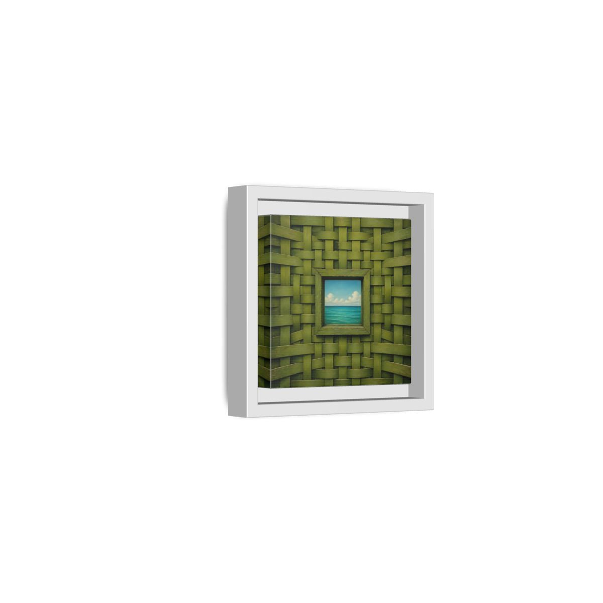 Side Mockup 22. Window To The Turquoise Sea shown as framed canvas print