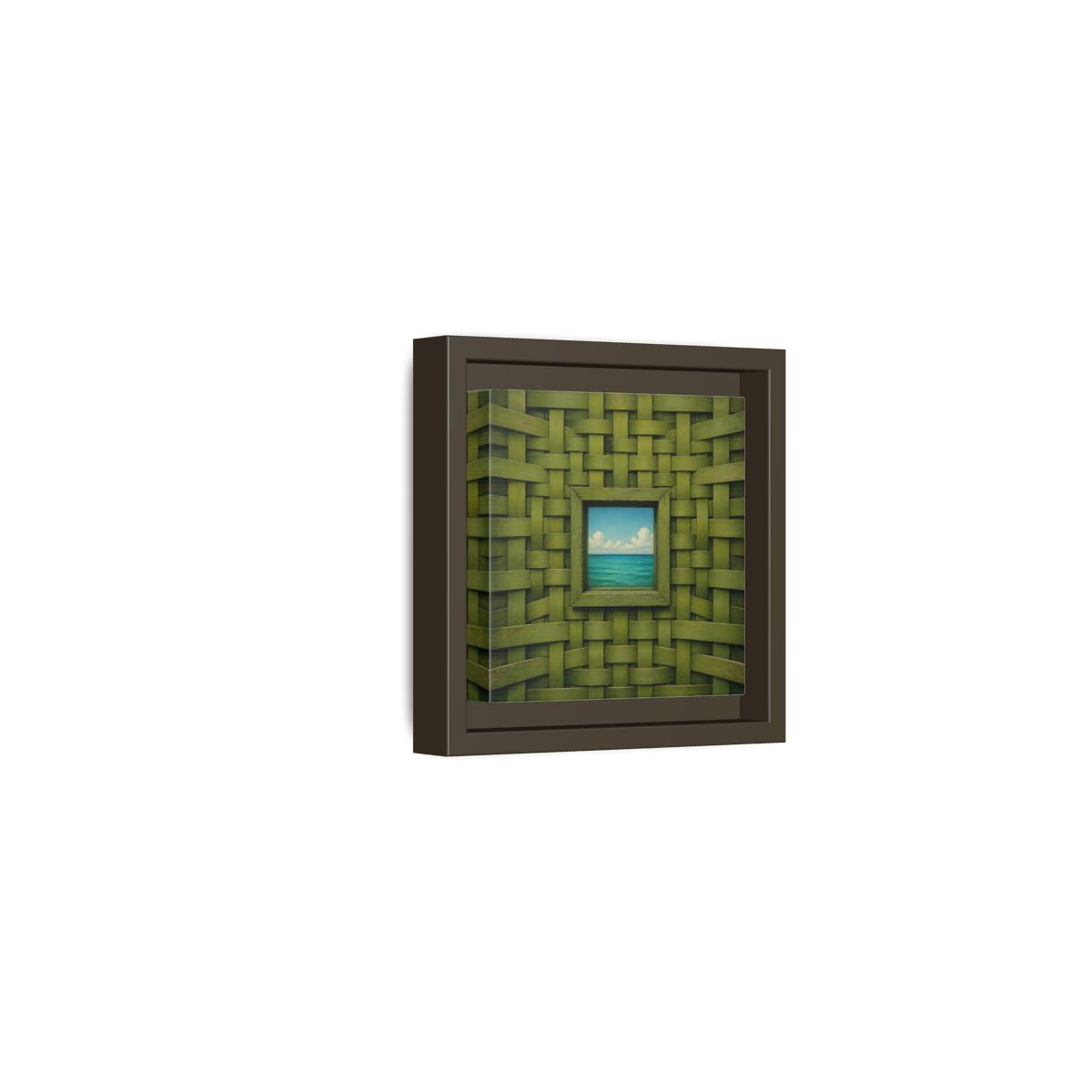 Side Mockup 23. Window To The Turquoise Sea shown as framed canvas print