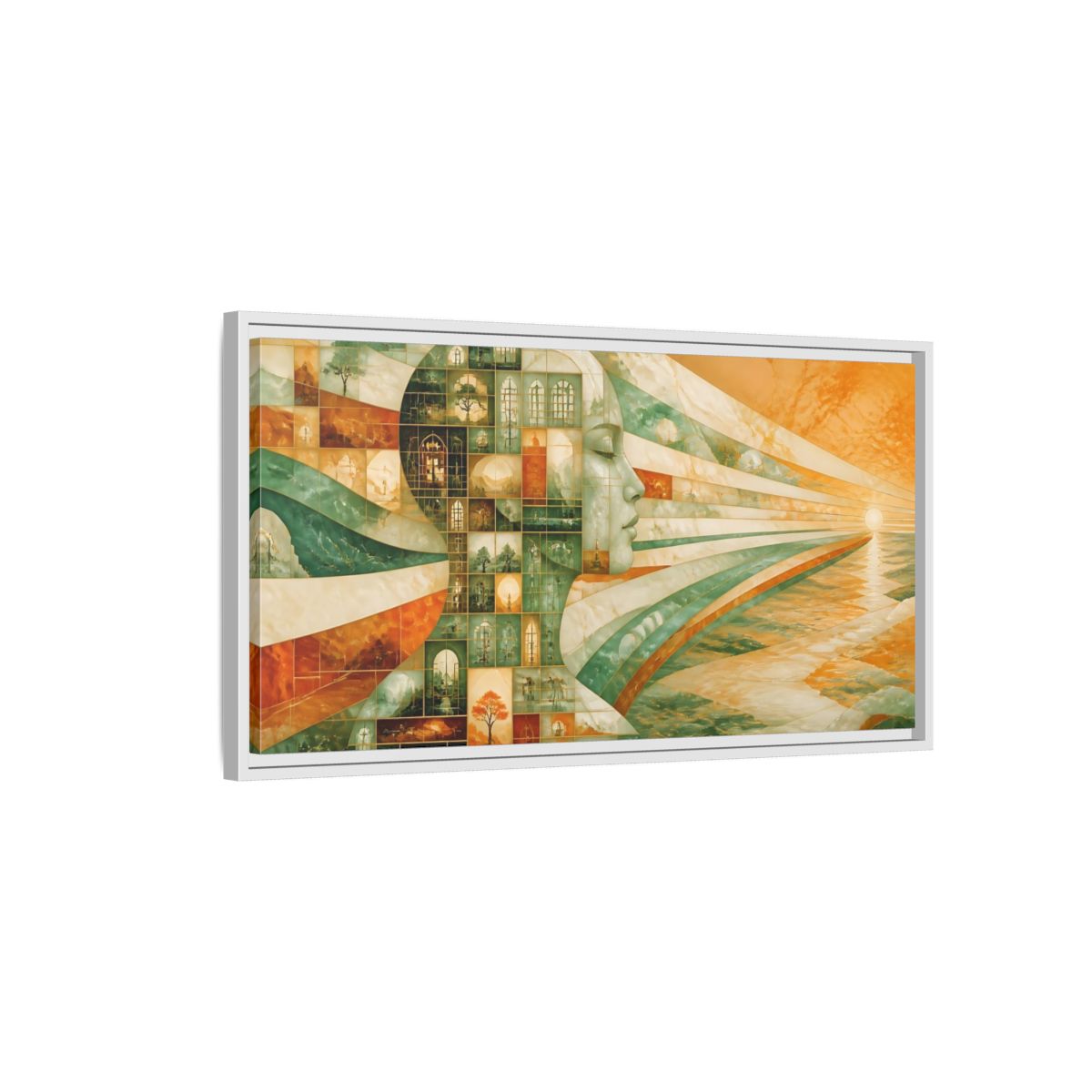Side Mockup 1. Windowed Profile At Sunrise shown as framed canvas print