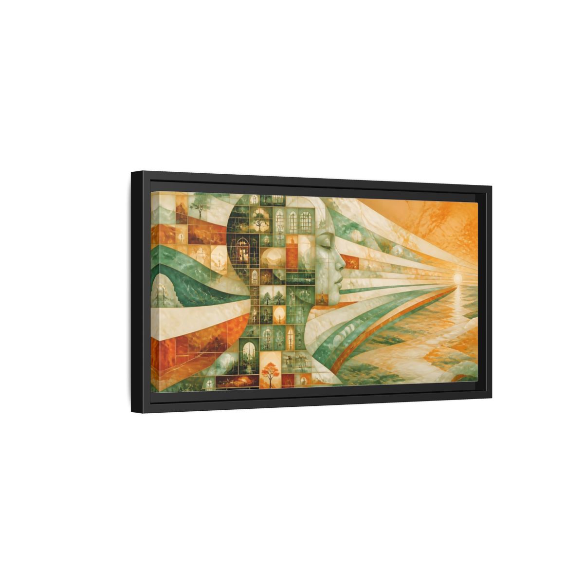 Side Mockup 8. Windowed Profile At Sunrise shown as framed canvas print