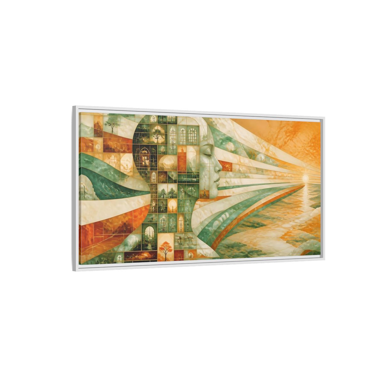Side Mockup 3. Windowed Profile At Sunrise shown as framed canvas print
