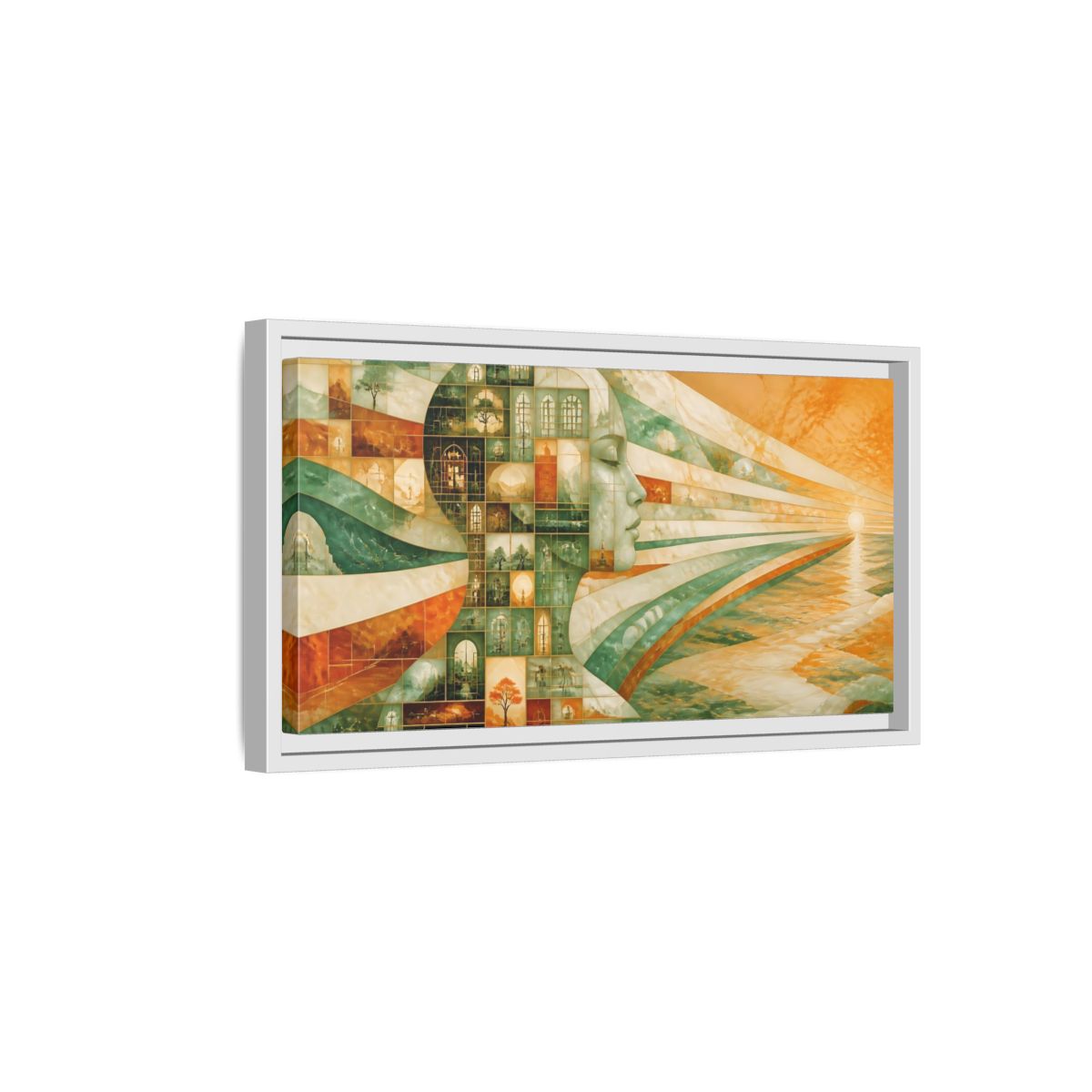Side Mockup 6. Windowed Profile At Sunrise shown as framed canvas print