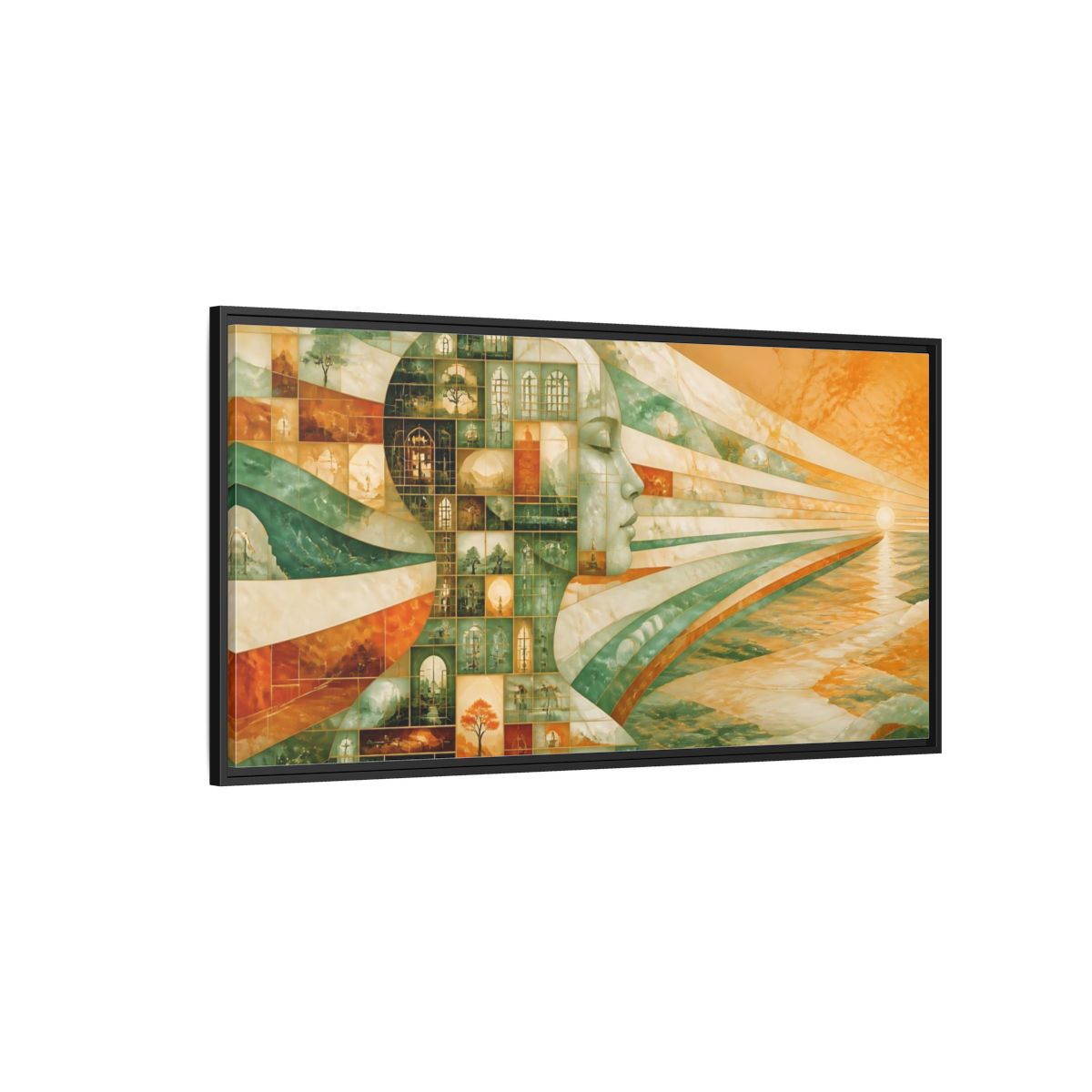 Side Mockup 5. Windowed Profile At Sunrise shown as framed canvas print