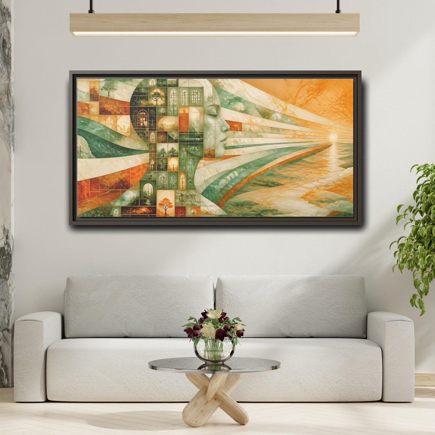 Mockup 2. Windowed Profile At Sunrise shown as framed canvas print