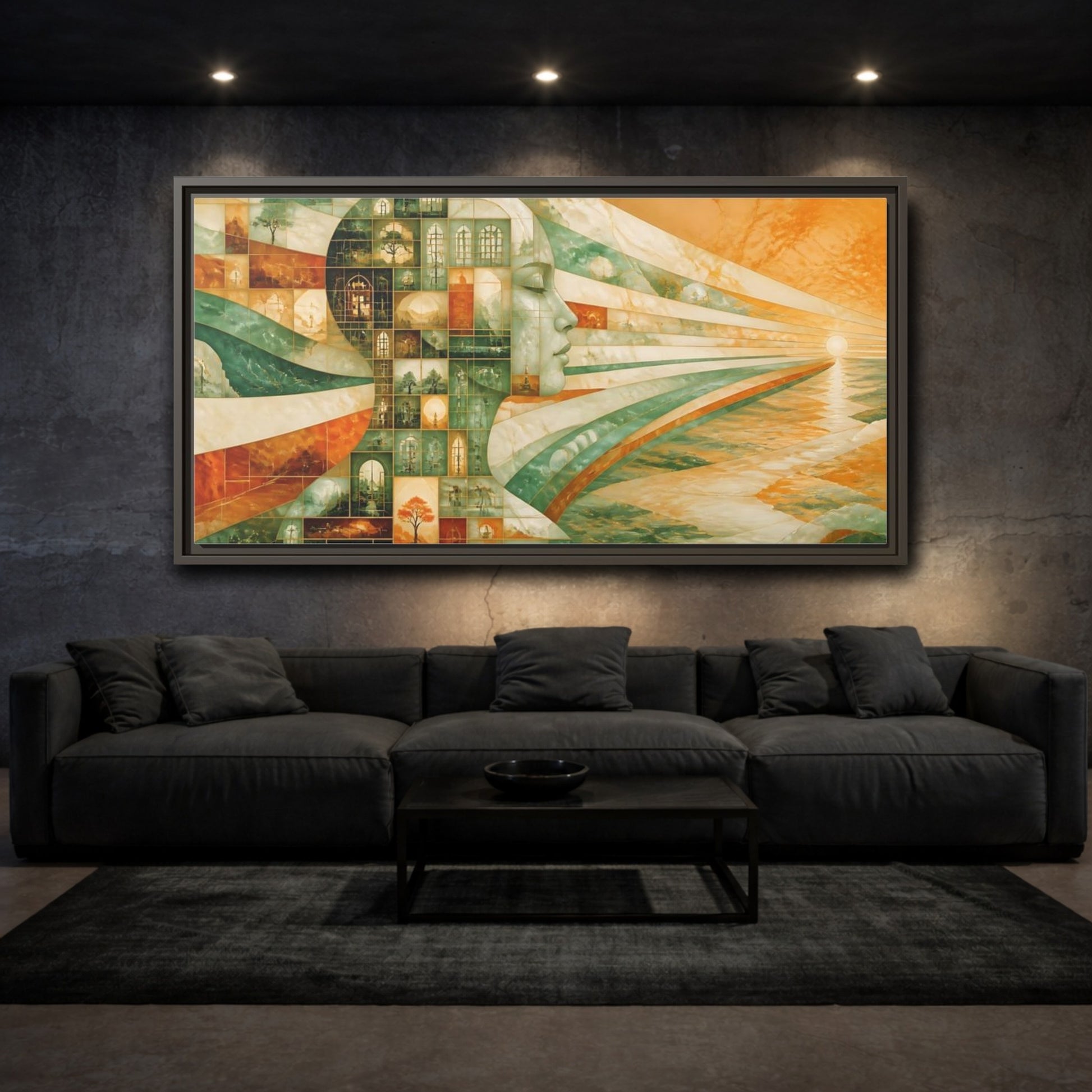 Mockup 3. Windowed Profile At Sunrise shown as framed canvas print