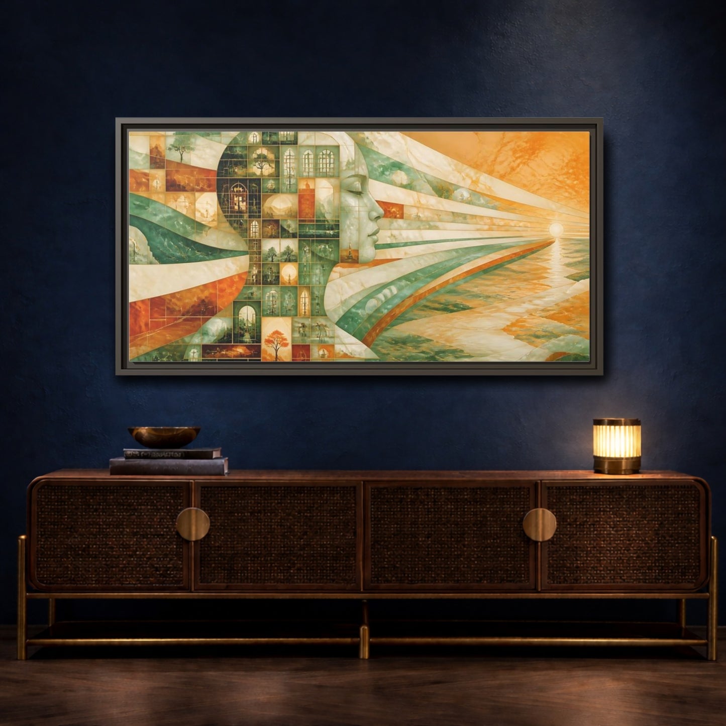 Mockup 4. Windowed Profile At Sunrise shown as framed canvas print