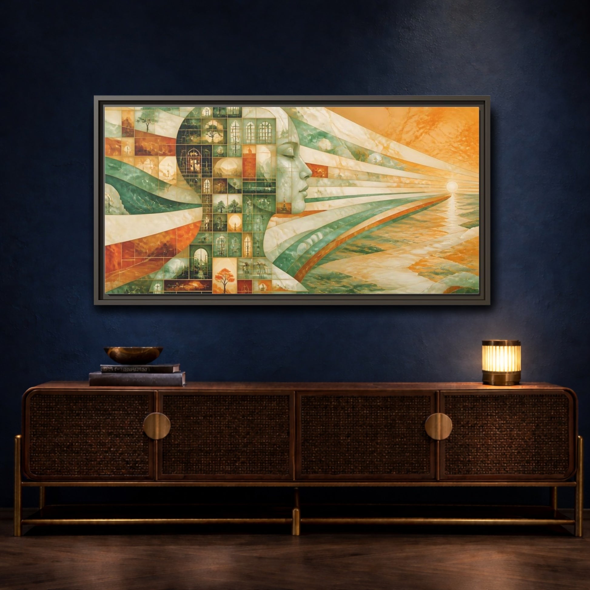 Mockup 4. Windowed Profile At Sunrise shown as framed canvas print