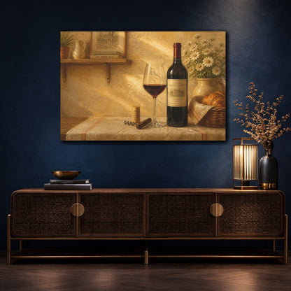 Mockup 4. Wine Bottle With Daisies shown as canvas print
