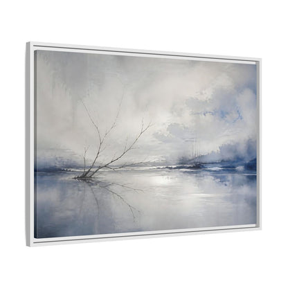 Side Mockup 9. Winter Branch Reflection shown as framed canvas print