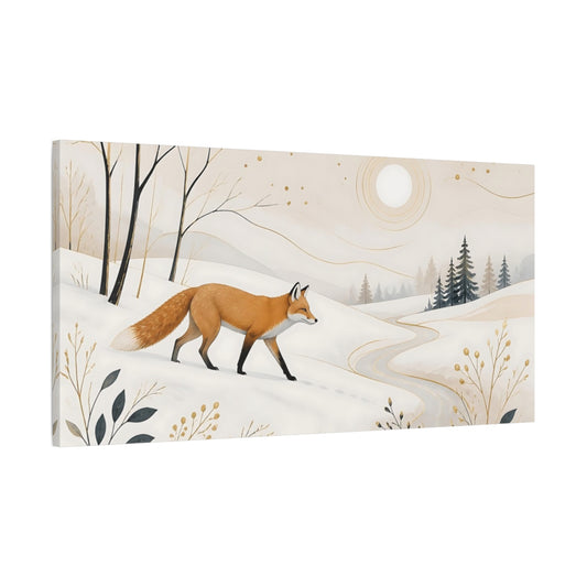 Main Mockup. Winter Fox In Snow shown as canvas print