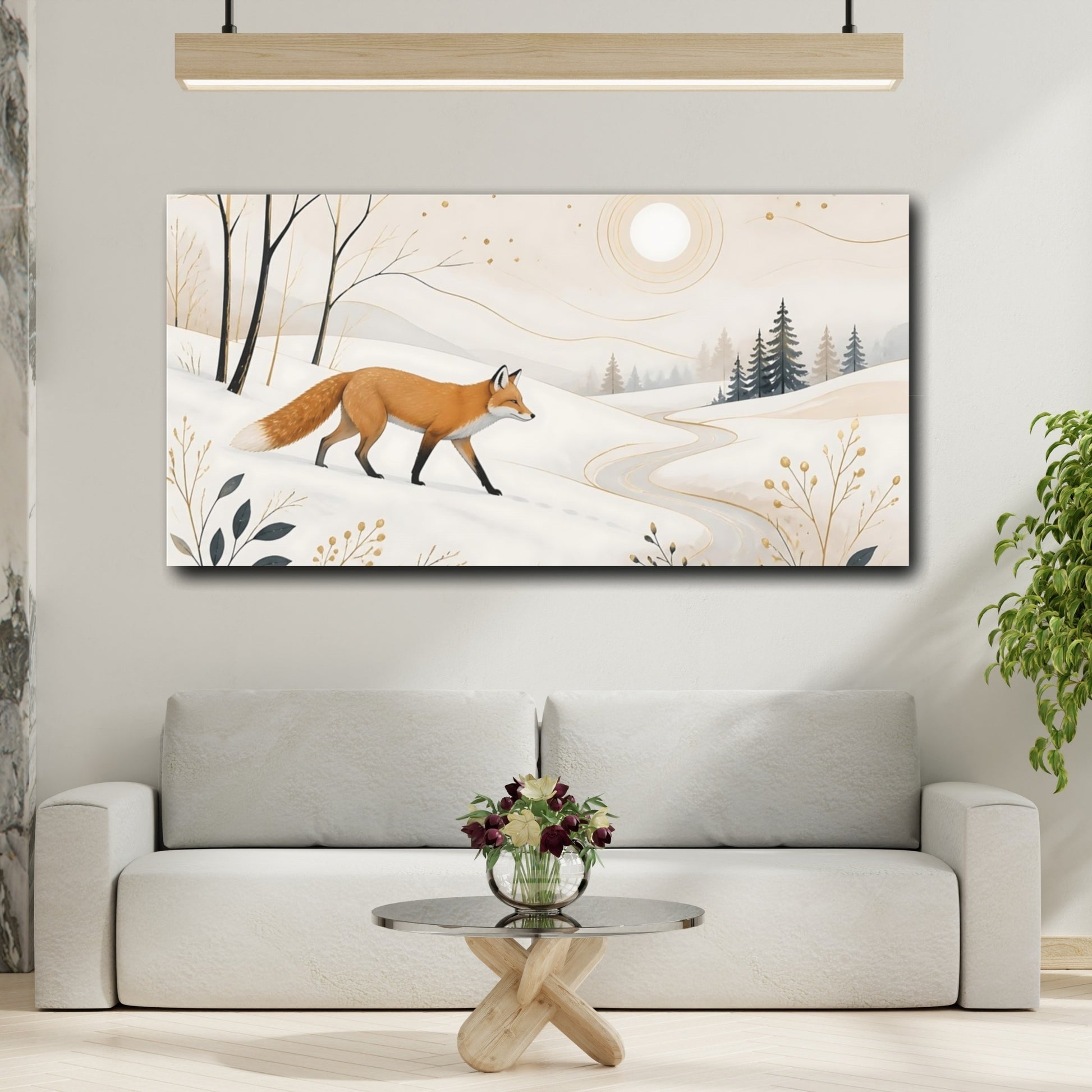 Mockup 2. Winter Fox In Snow shown as canvas print