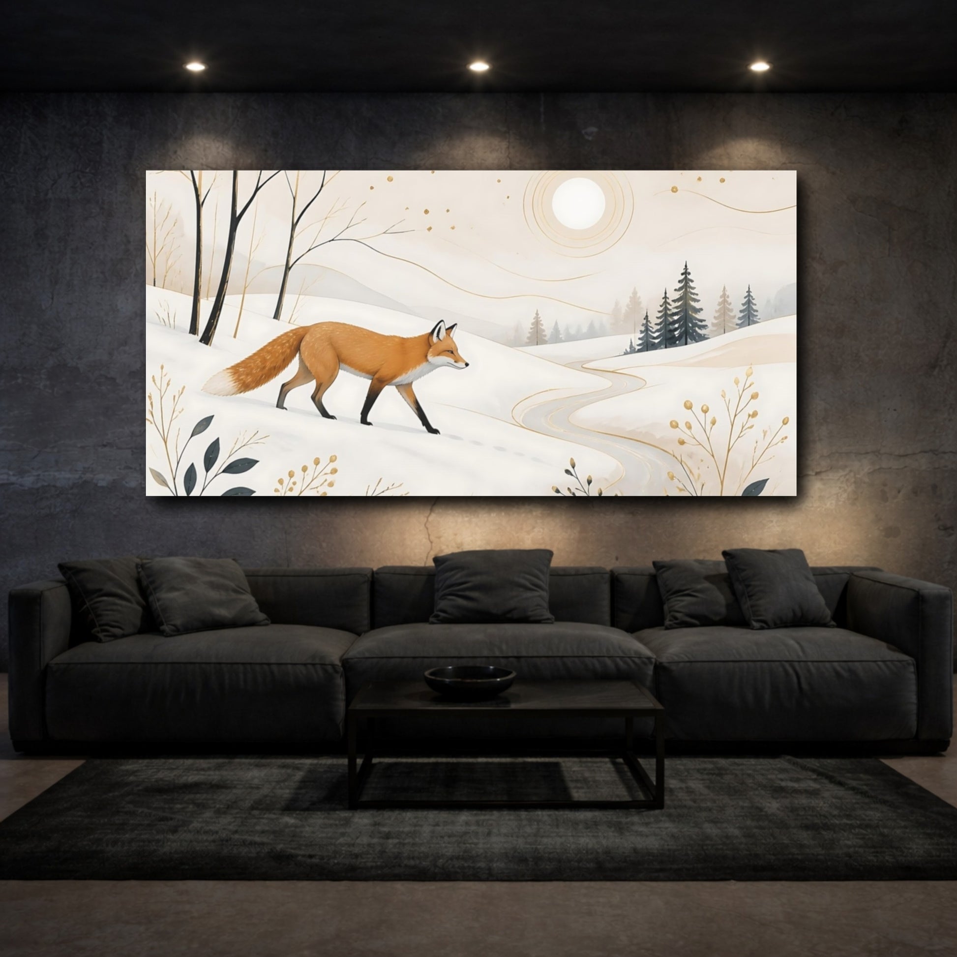 Mockup 3. Winter Fox In Snow shown as canvas print