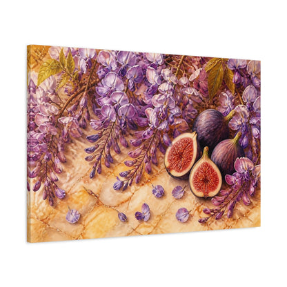 Main Mockup. Wisteria And Figs Still Life shown as canvas print