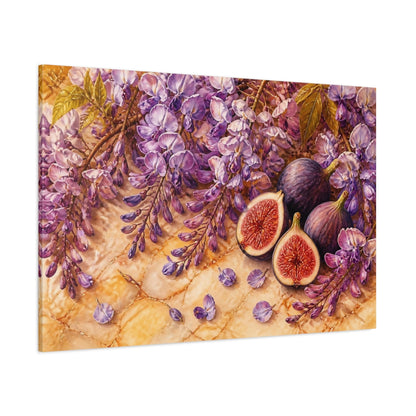 Side Mockup 1. Wisteria And Figs Still Life shown as canvas print