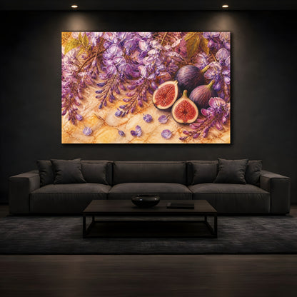 Mockup 3. Wisteria And Figs Still Life shown as canvas print