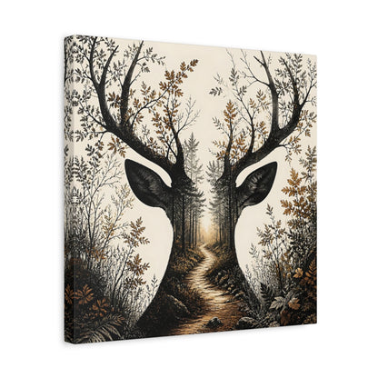 Side Mockup 6. Woodland Deer Path shown as canvas print