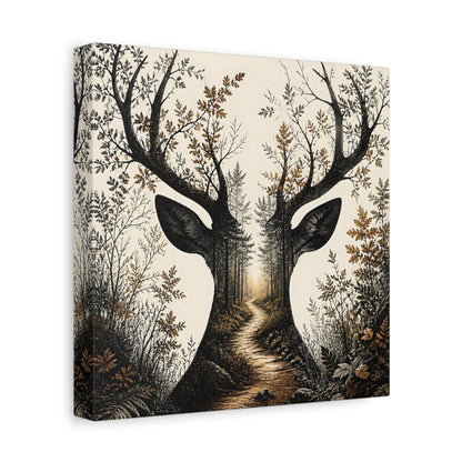 Side Mockup 9. Woodland Deer Path shown as canvas print