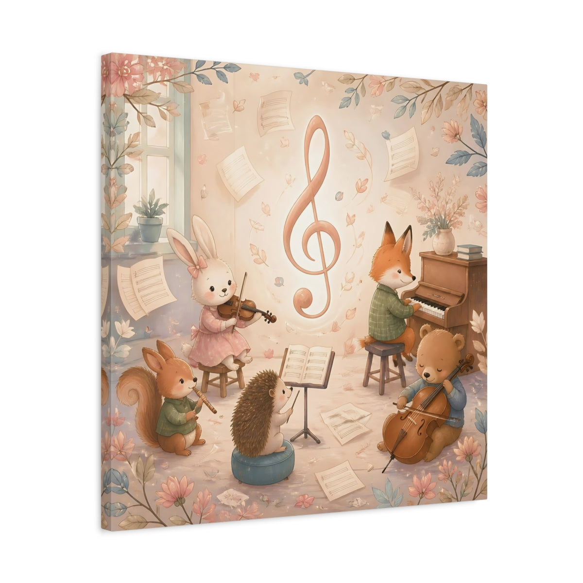 Side Mockup 4. Woodland Music Ensemble shown as canvas print