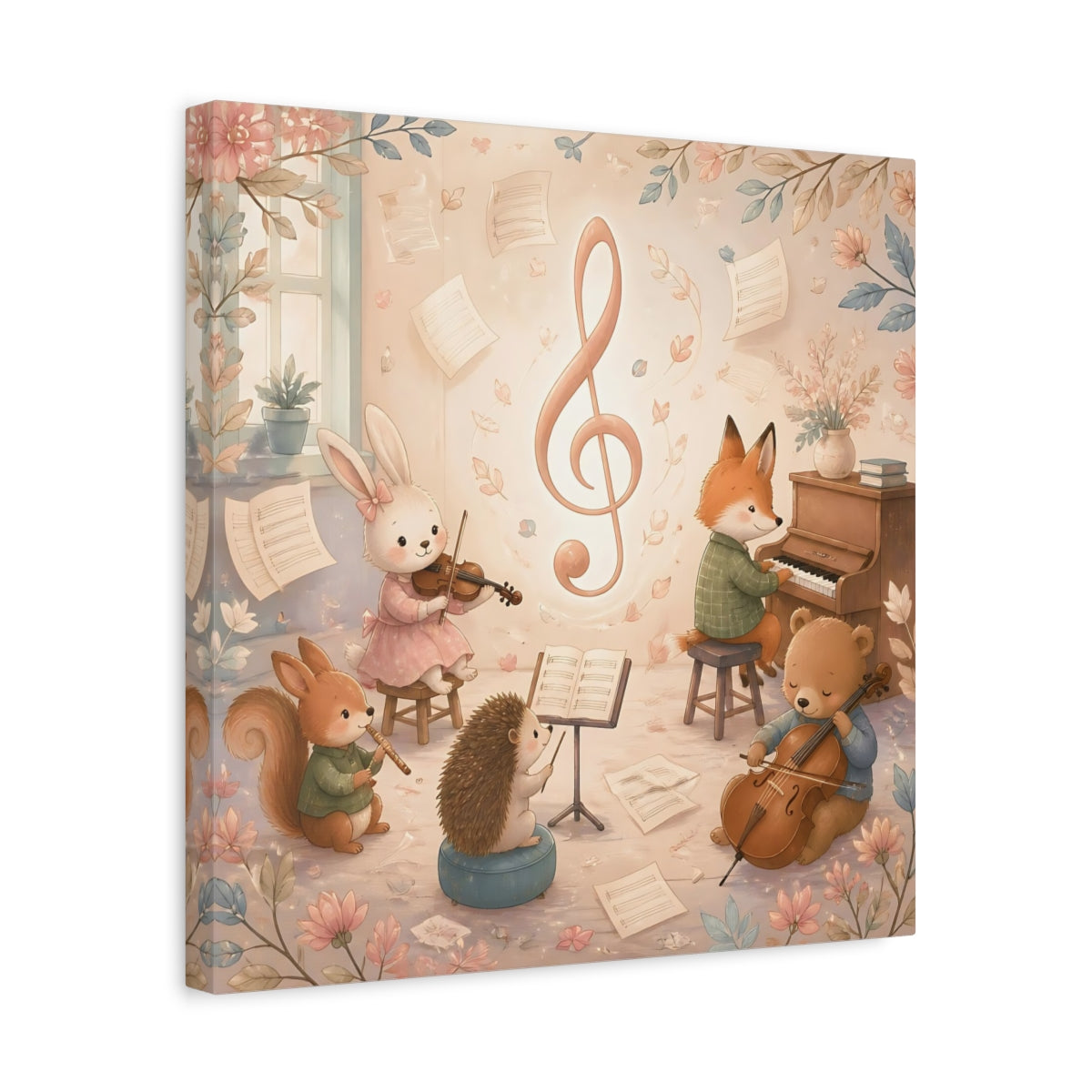 Side Mockup 6. Woodland Music Ensemble shown as canvas print