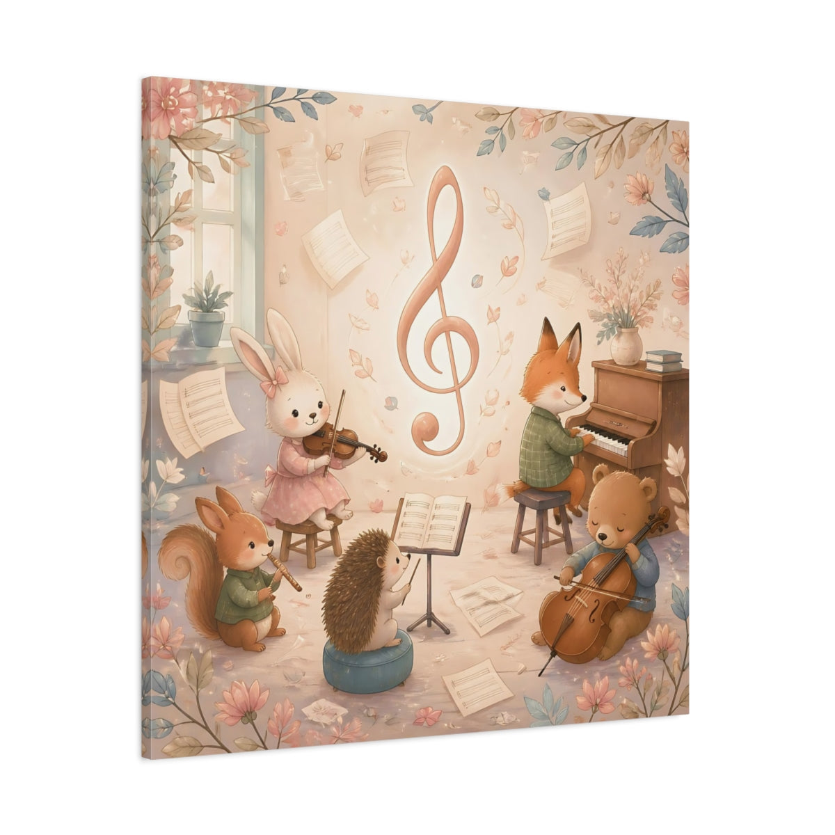 Side Mockup 1. Woodland Music Ensemble shown as canvas print