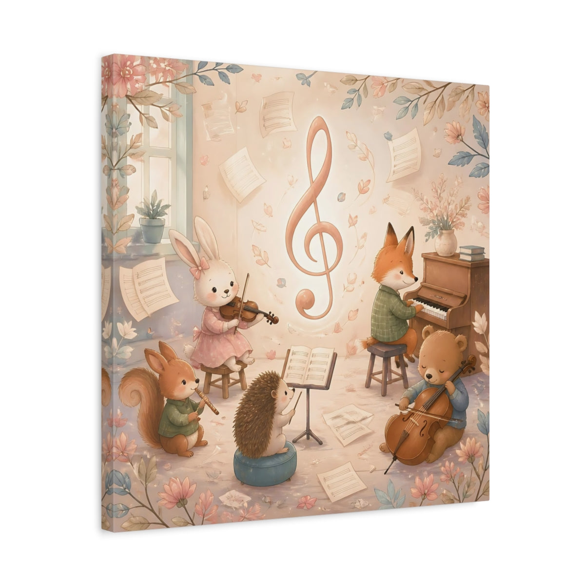 Side Mockup 5. Woodland Music Ensemble shown as canvas print
