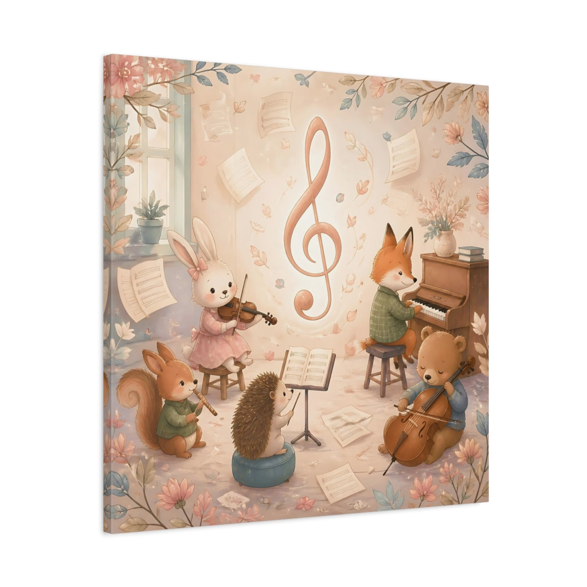 Side Mockup 3. Woodland Music Ensemble shown as canvas print