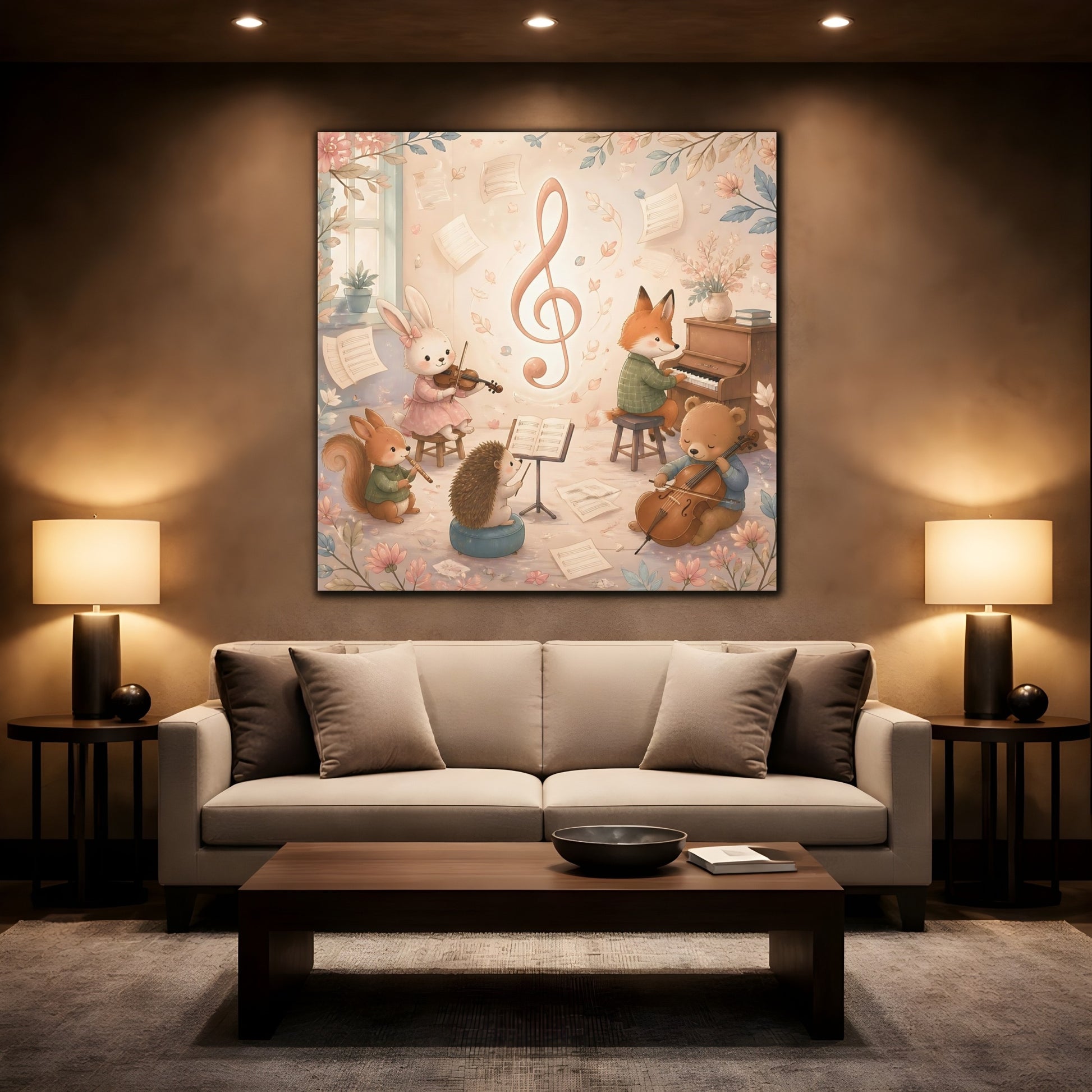 Mockup 2. Woodland Music Ensemble shown as canvas print