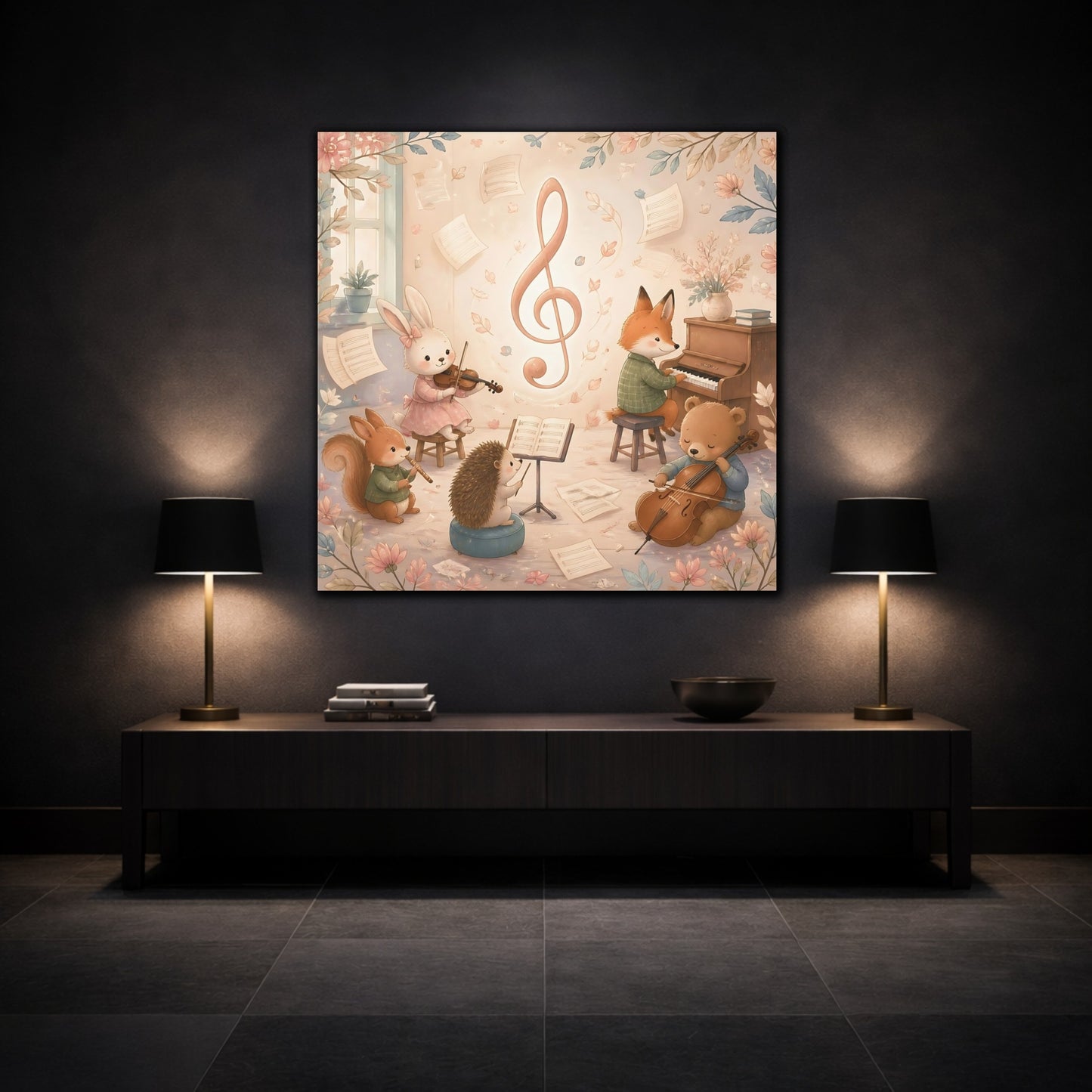 Mockup 3. Woodland Music Ensemble shown as canvas print