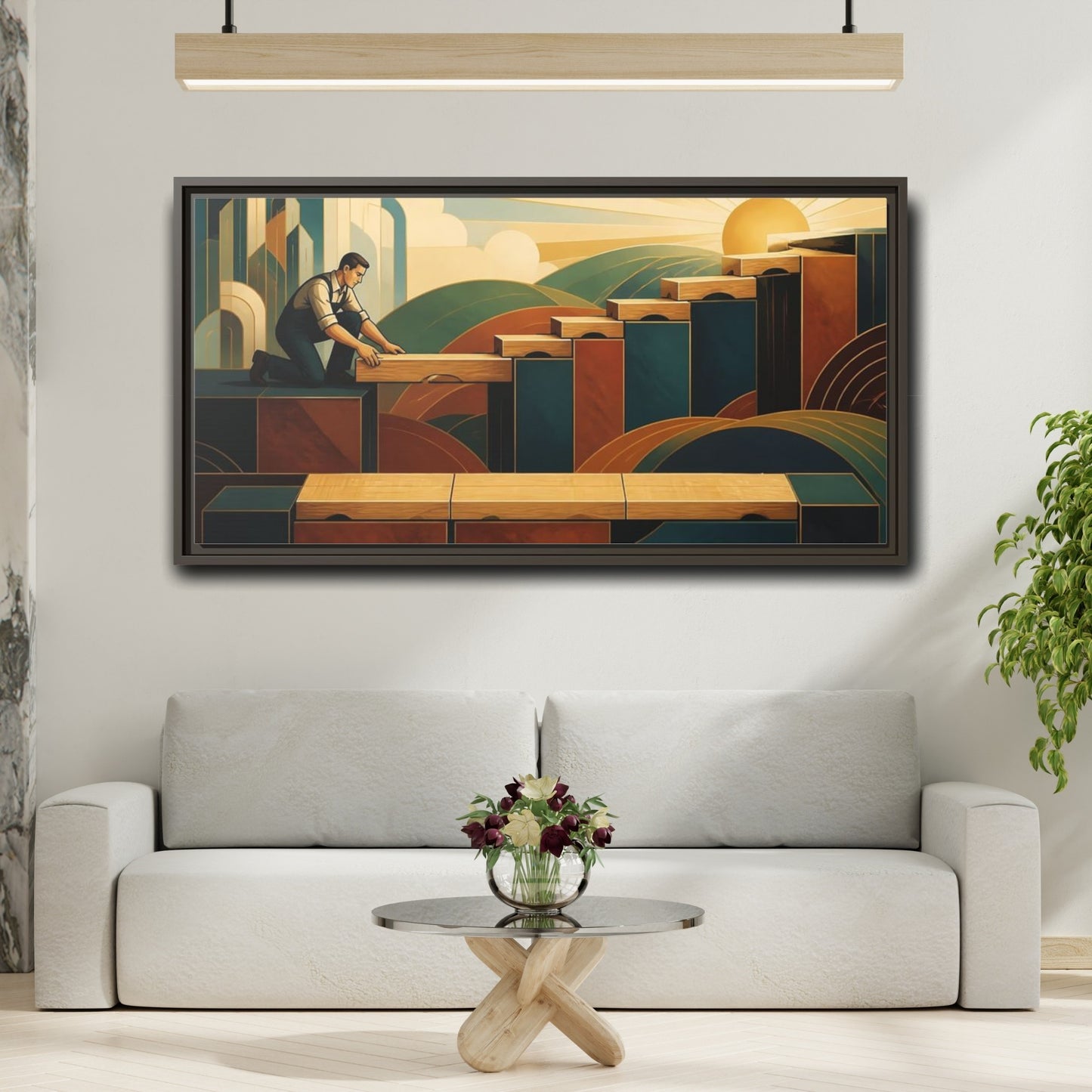 Mockup 2. Worker Motivation Steps shown as framed canvas print