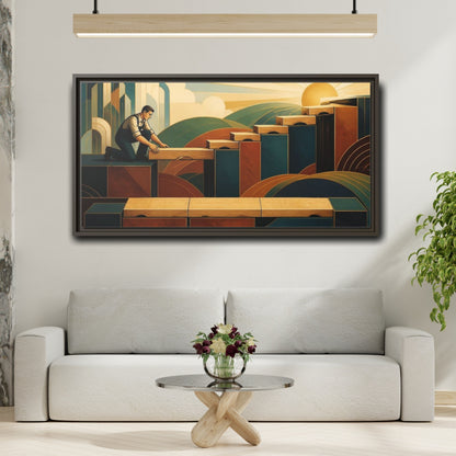 Mockup 2. Worker Motivation Steps shown as framed canvas print