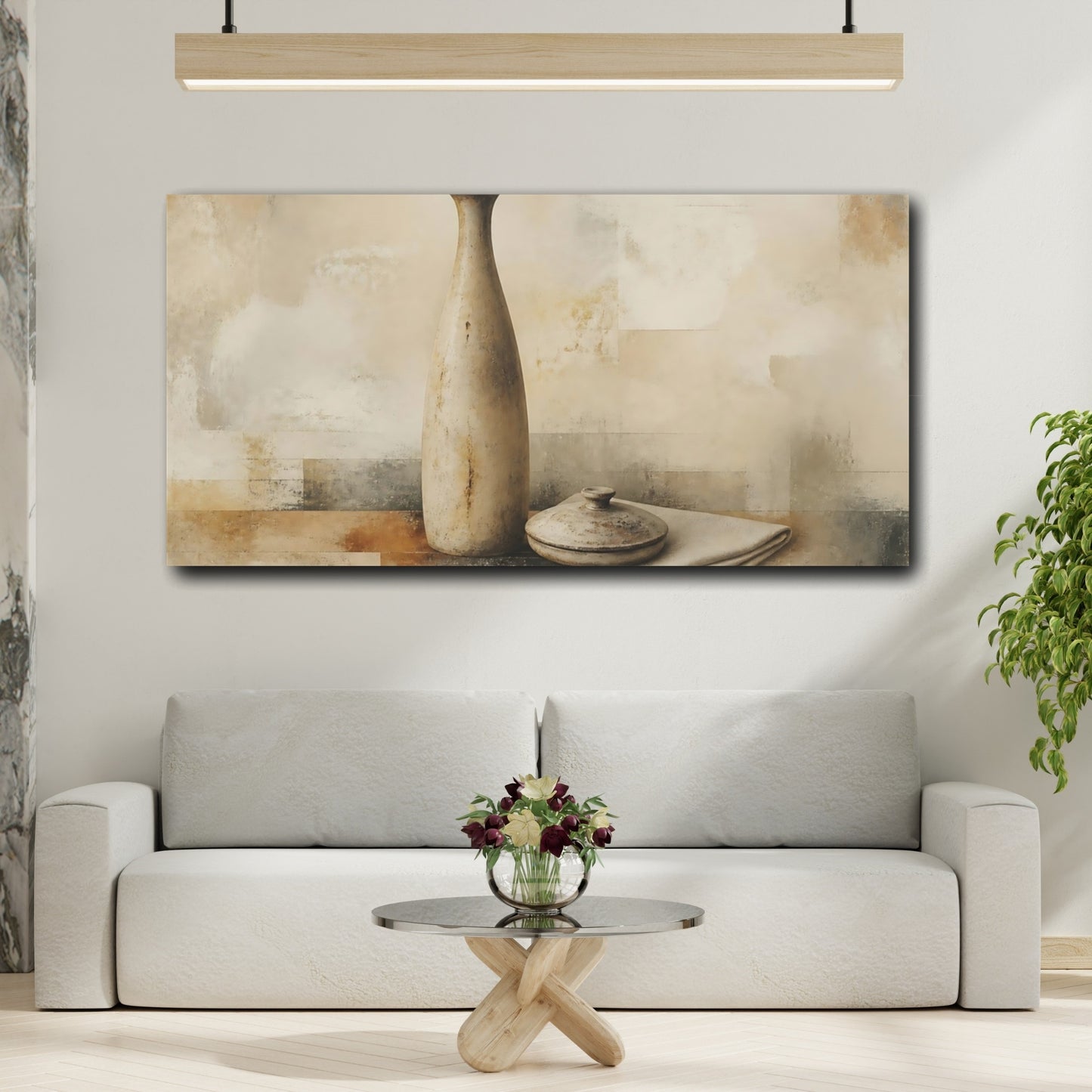Mockup 2. Worn Ceramic Vase And Lid shown as canvas print