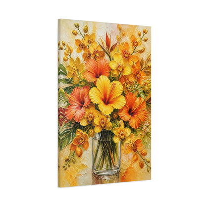 Main Mockup. Yellow Hibiscus Flowers shown as canvas print