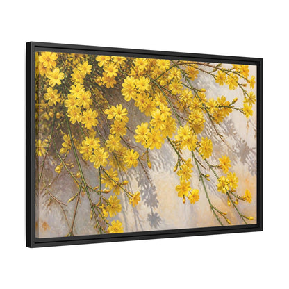 Side Mockup 14. Yellow Jasmine Floral Branches shown as framed canvas print