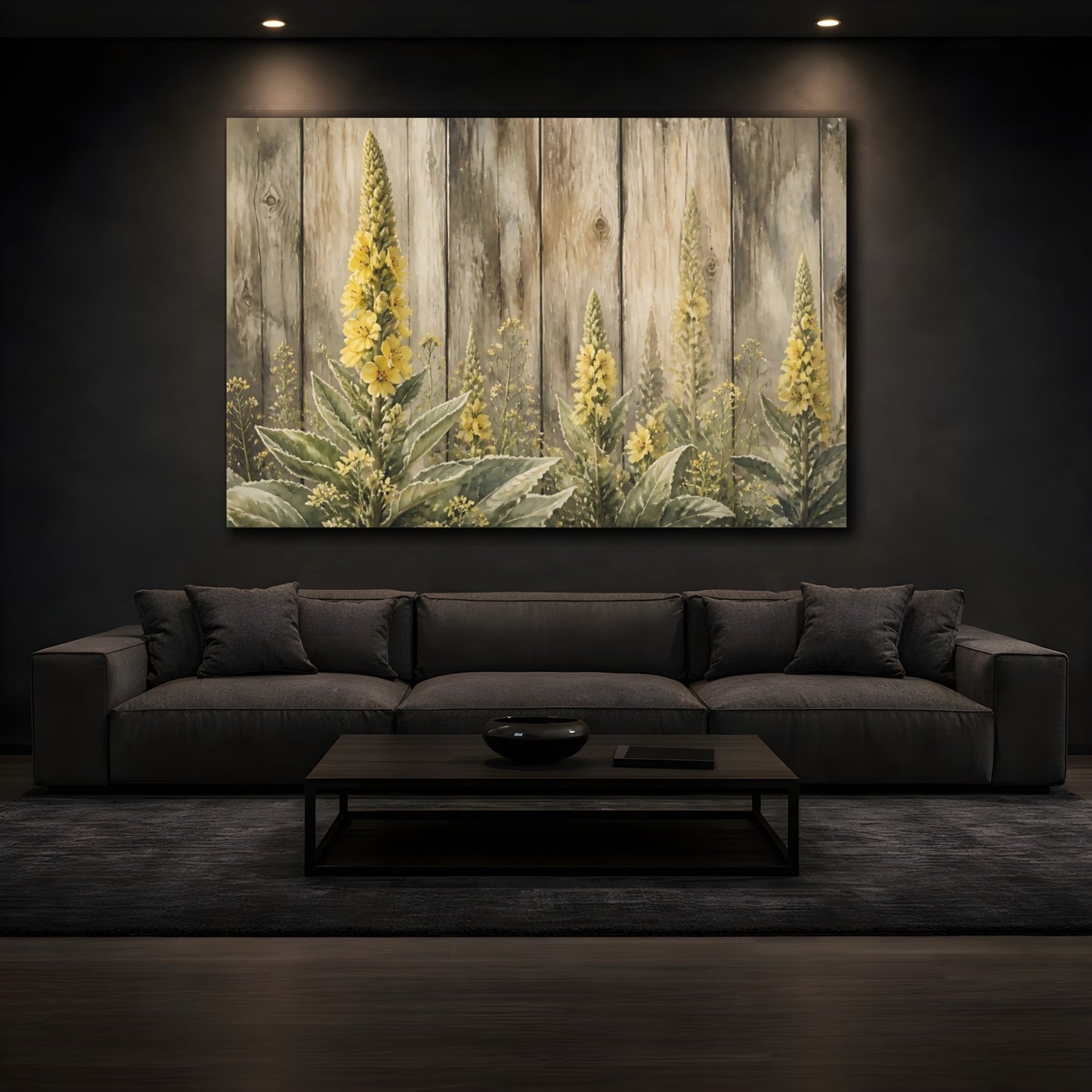 Mockup 3. Yellow Mullein Blooms shown as canvas print