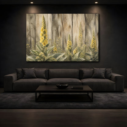 Mockup 3. Yellow Mullein Blooms shown as canvas print