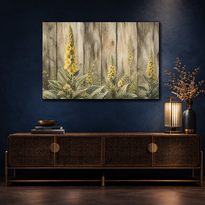 Mockup 4. Yellow Mullein Blooms shown as canvas print