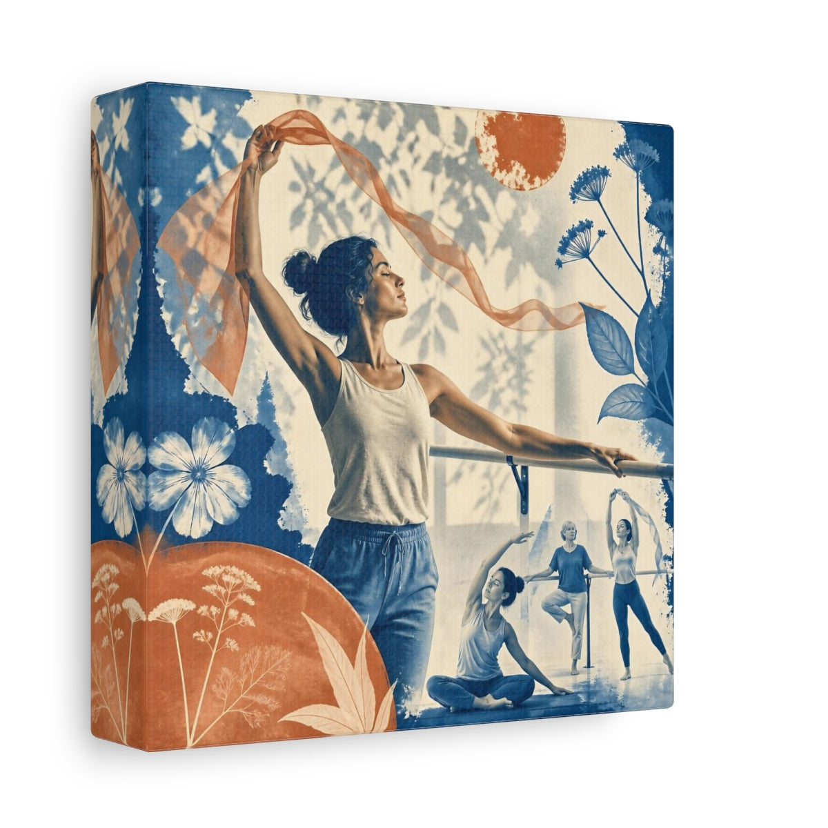 Side Mockup 2. Yoga Flow Silhouette shown as canvas print