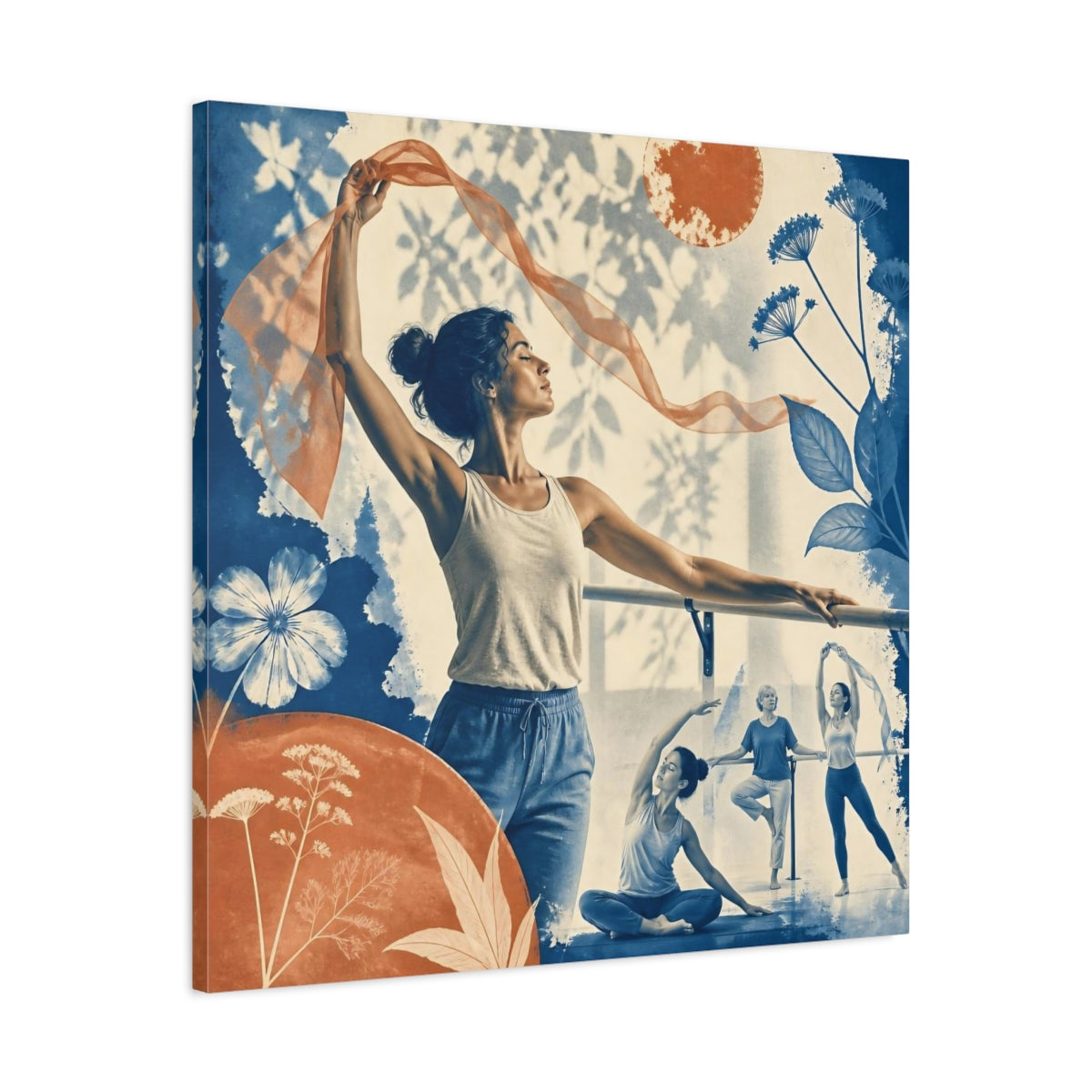 Side Mockup 3. Yoga Flow Silhouette shown as canvas print