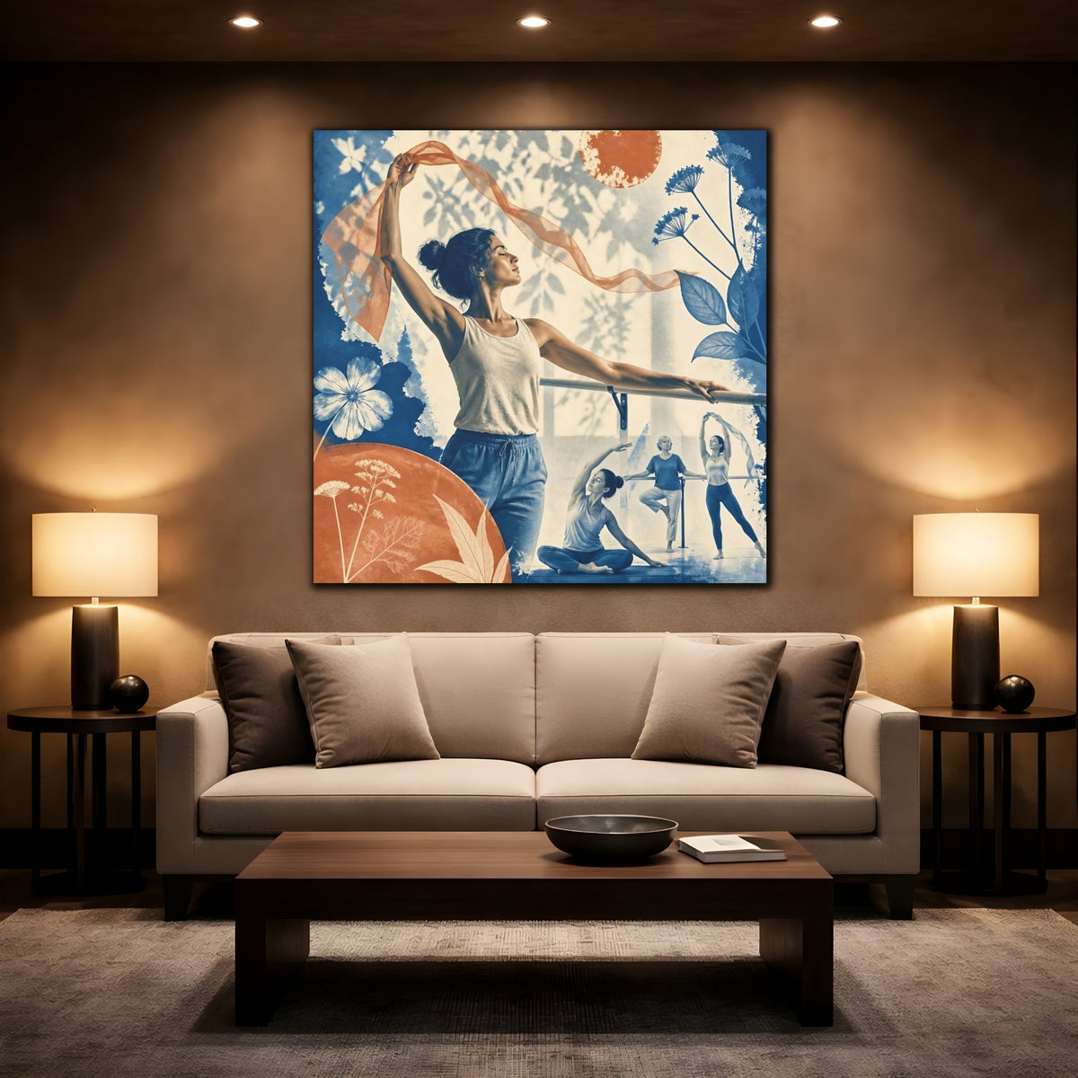 Mockup 2. Yoga Flow Silhouette shown as canvas print
