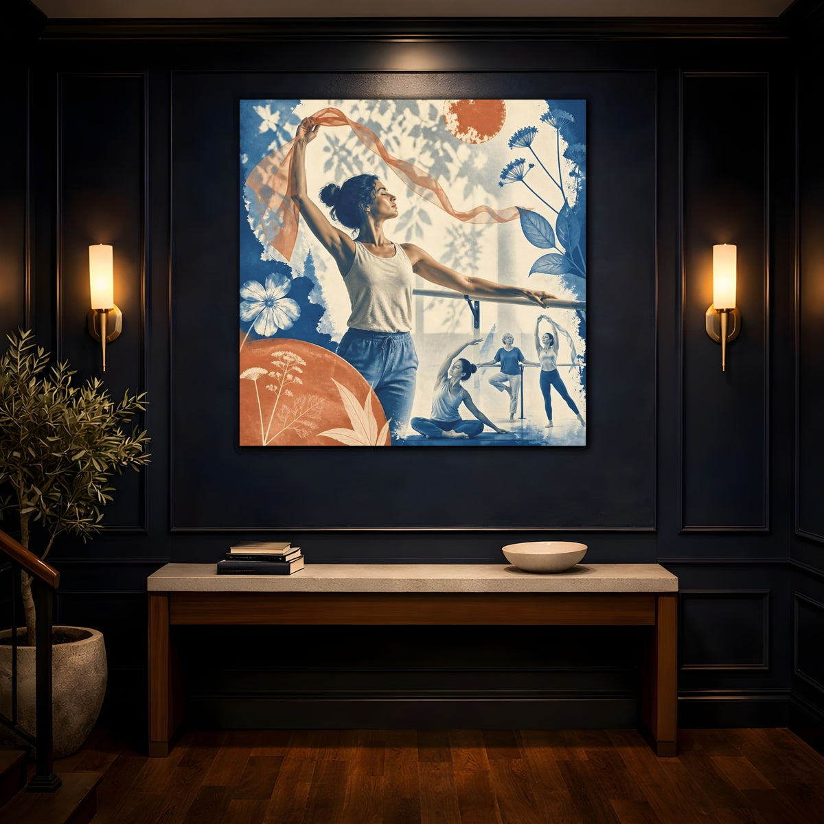 Mockup 4. Yoga Flow Silhouette shown as canvas print