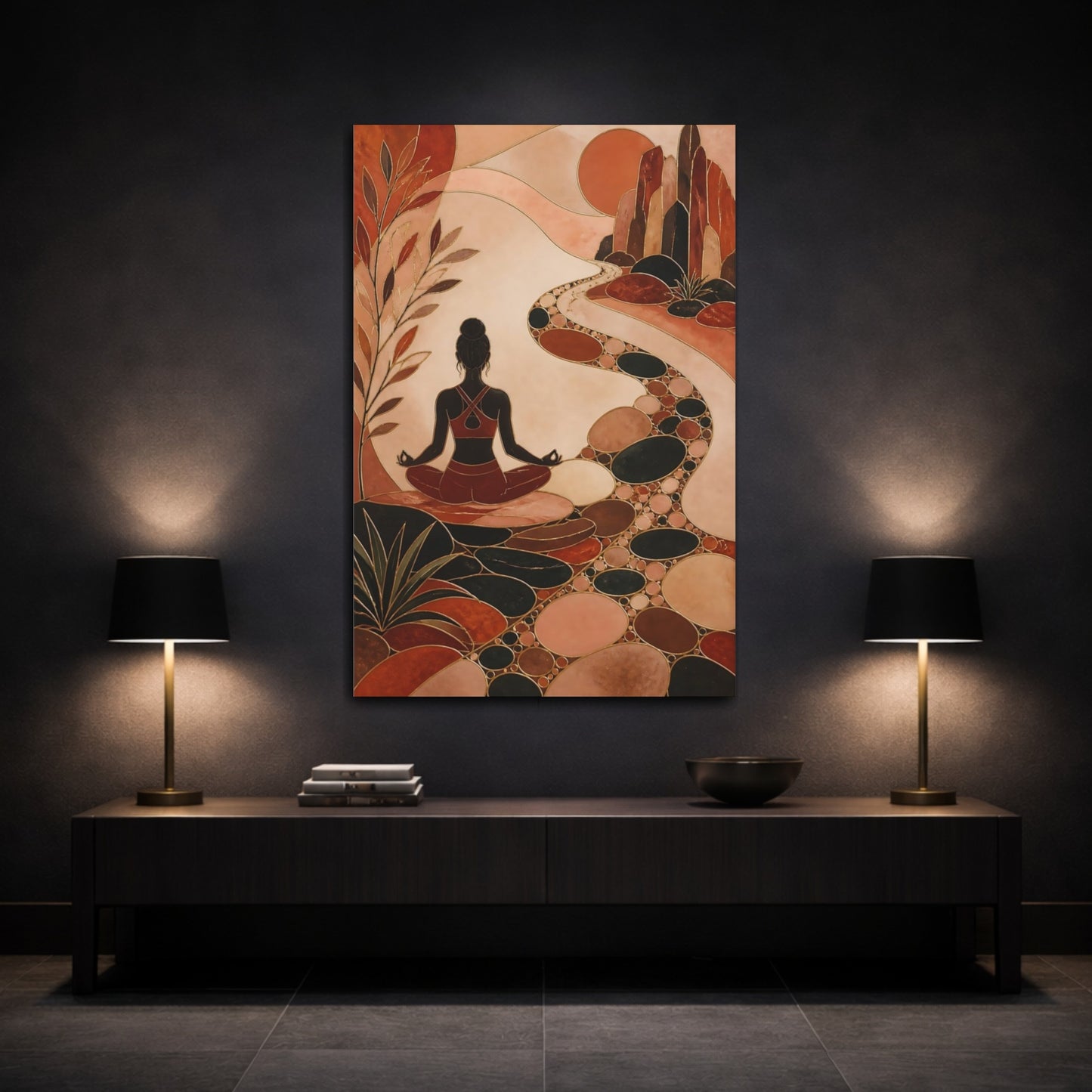Mockup 3. Yoga Meditation Path shown as canvas print